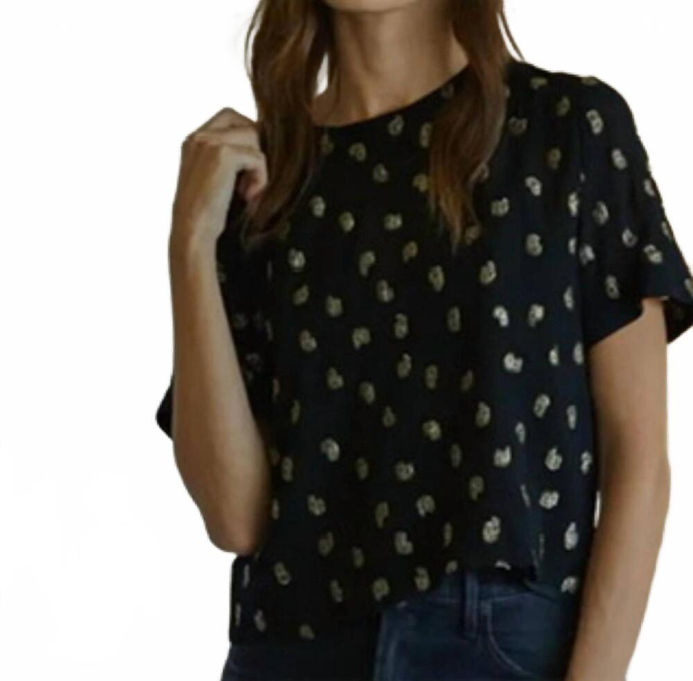 NEW BY TOGETHER silk short sleeve top in black